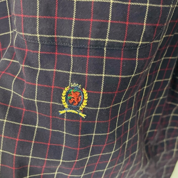 Tommy Hilfiger Cotton Button Front Plaid Casual Shirt Men's L Crest Vintage - Picture 2 of 5